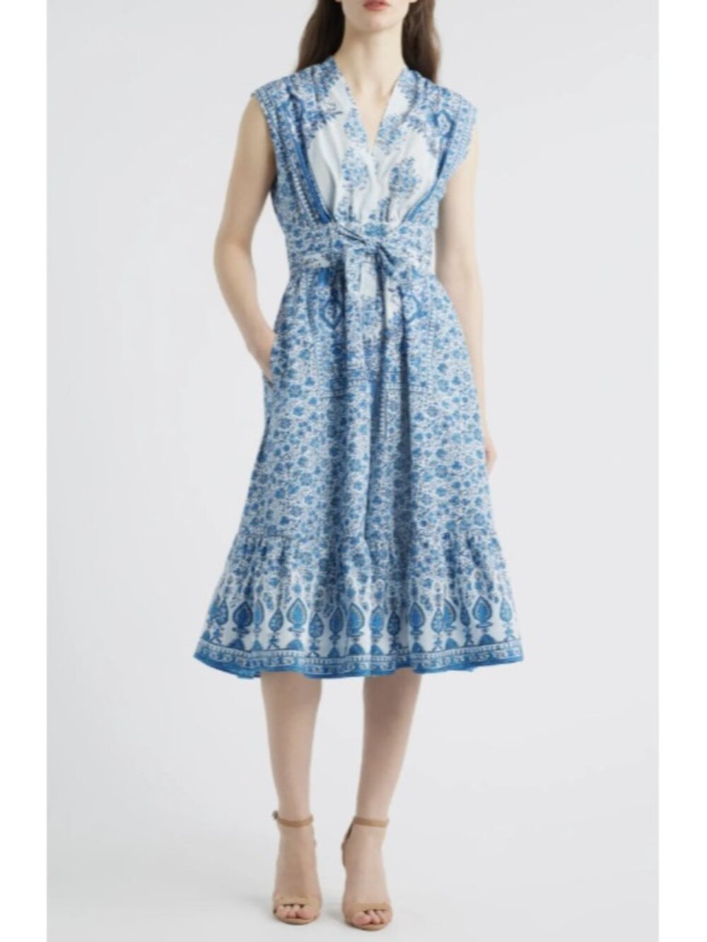 Kobi Halperin Ali Floral Cotton Blend Midi-Dress Blue Floral ( XS )